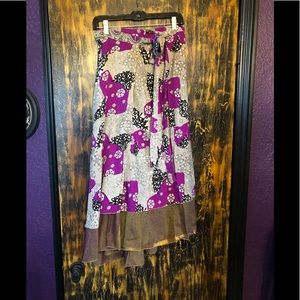 Earthbound Trading Silk Layered Boho Wrap Skirt L